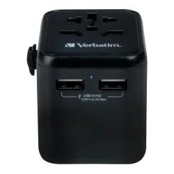 Adapter podróżny Verbatim UTA-01 globalny 2xUSB 12W | PartsPC.pl