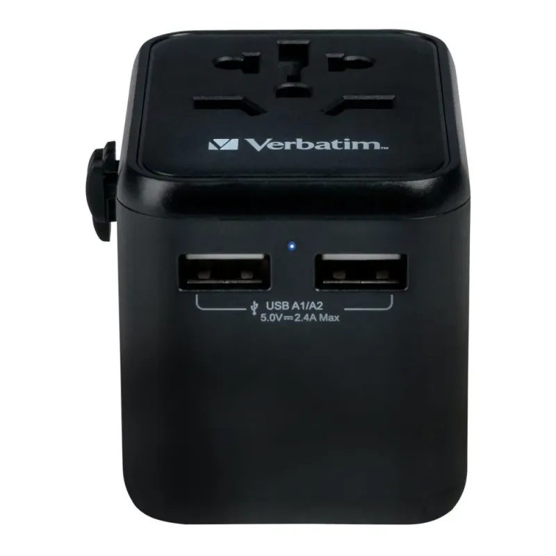 Adapter podróżny Verbatim UTA-01 globalny 2xUSB 12W | PartsPC.pl