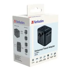 Adapter podróżny Verbatim UTA-01 globalny 2xUSB 12W | PartsPC.pl