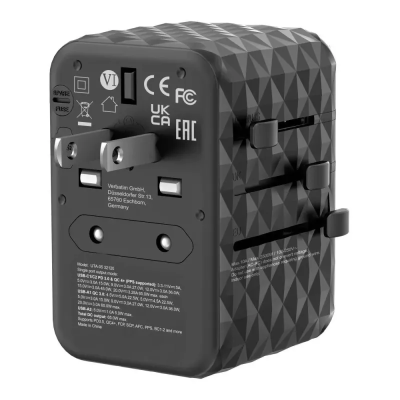 Adapter podróżny Verbatim UTA-05 GaN III globalny | PartsPC.pl