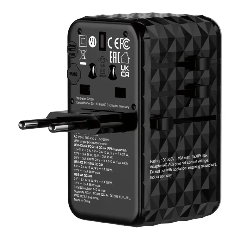 Adapter podróżny Verbatim UTA-10 GaN III globalny | PartsPC.pl