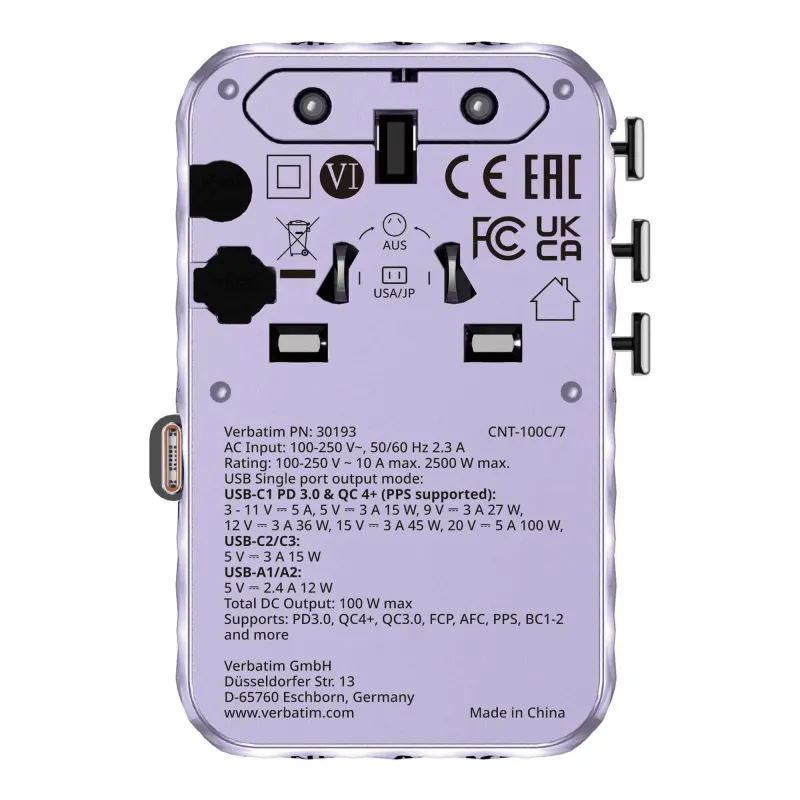 Adapter podróżny Verbatim Charge 'n' Travel GaN III | PartsPC.pl