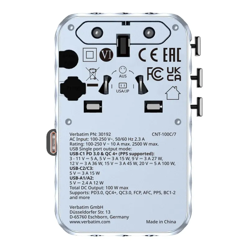 Adapter podróżny Verbatim Charge 'n' Travel GaN III | PartsPC.pl