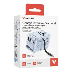 Adapter podróżny Verbatim Charge 'n' Travel GaN III | PartsPC.pl