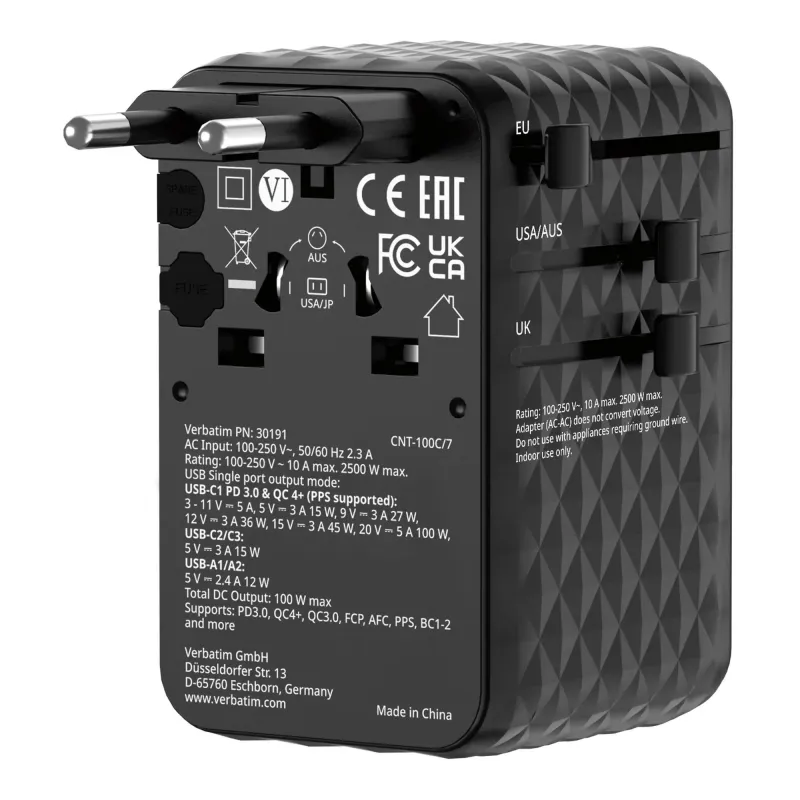 Adapter podróżny Verbatim Charge 'n' Travel GaN III | PartsPC.pl