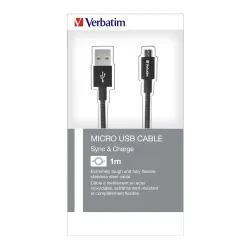 Kabel Verbatim micro USB-B(M) - USB-A(M) 1m czarny | PartsPC.pl