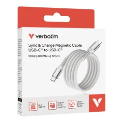 Kabel Verbatim USB-C(M) - USB-C(M) 1,2m, 100W, PD, szary | PartsPC.pl