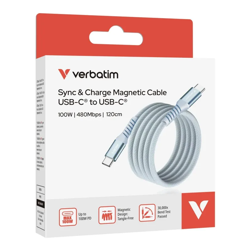 Kabel Verbatim USB-C(M) - USB-C(M) 1,2m, 100W, PD, | PartsPC.pl