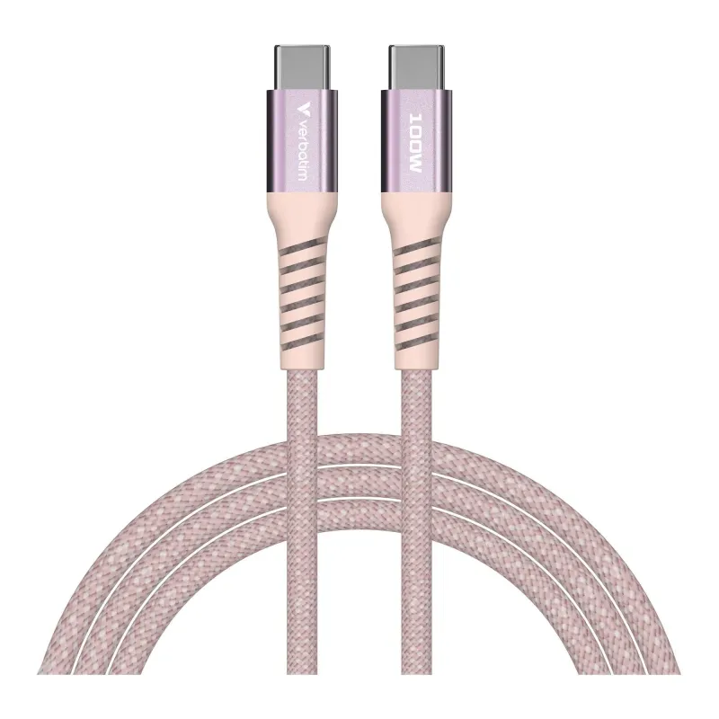Kabel Verbatim USB-C(M) - USB-C(M) 1,2m, 100W, PD, różowy | PartsPC.pl