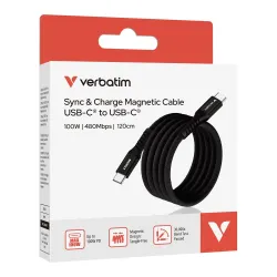 Kabel Verbatim USB-C(M) - USB-C(M) 1,2m, 100W, PD, czarny | PartsPC.pl
