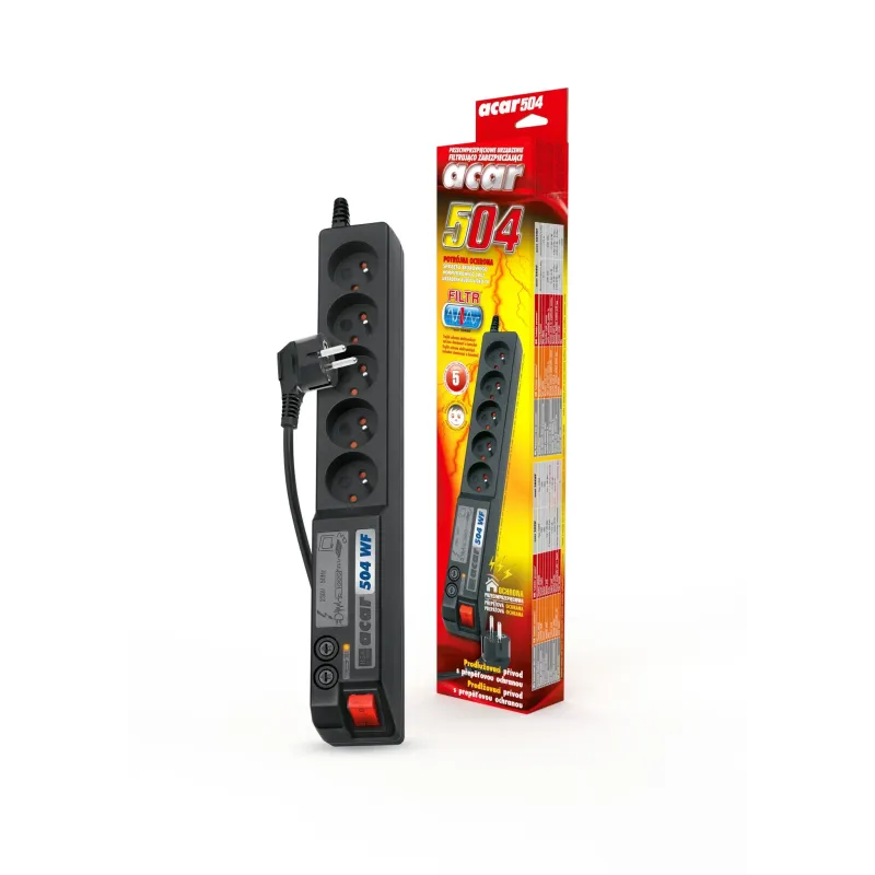 Listwa przeciwprzepięciowa Acar 504WF 3,0m czarna | PartsPC.pl