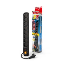 Listwa przeciwprzepięciowa Acar S8 Pro 1,5m czarna | PartsPC.pl