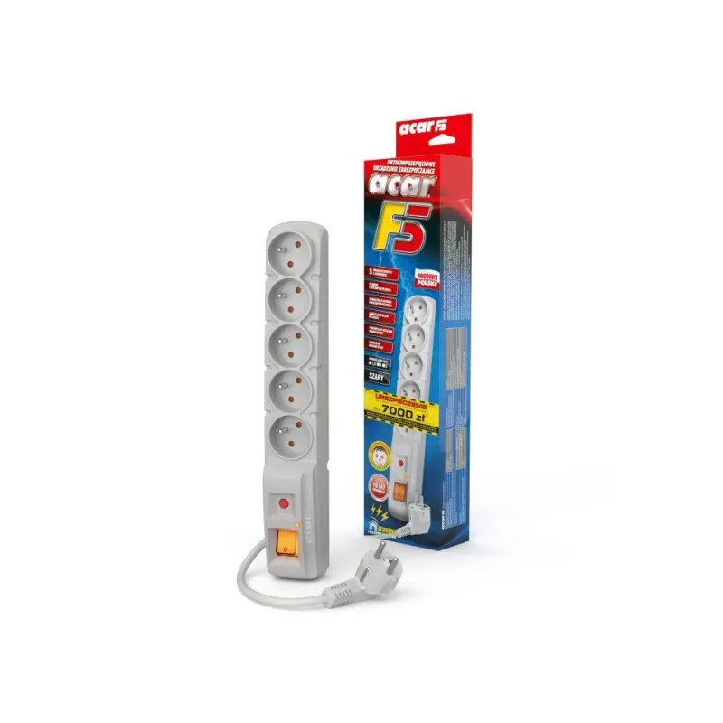 Listwa przeciwprzepięciowa Acar F5 5,0m szara | PartsPC.pl