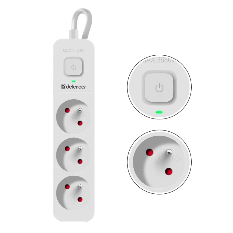 Listwa zasilająca Defender SFS 131 1,5 m, 3 gniazda, | PartsPC.pl