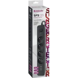 Listwa zasilająca Defender SFS 133 1,5 m, 4 gniazda, 3x | PartsPC.pl