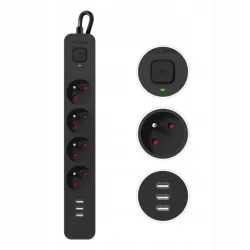Listwa zasilająca Defender SFS 135 5 m, 4 gniazda, 3x USB | PartsPC.pl