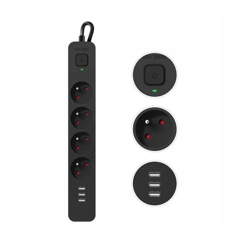 Listwa zasilająca Defender SFS 135 5 m, 4 gniazda, 3x USB | PartsPC.pl