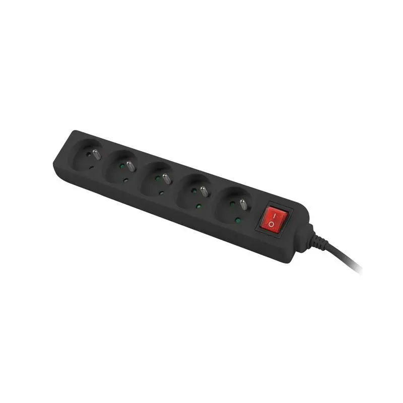 Listwa przedłużacz Lanberg 3m czarna 5x 230V PL, z | PartsPC.pl