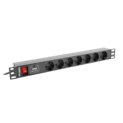 Listwa zasilająca Lanberg do RACK 1U 16A PDU 7x Schuko | PartsPC.pl