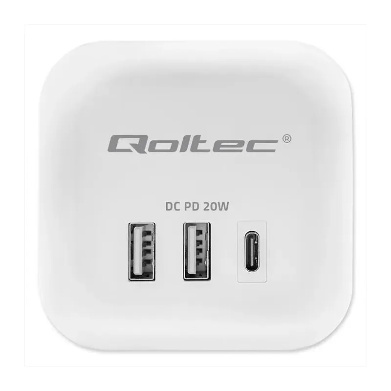 Kostka zasilająca Qoltec przedłużacz 6w1 z podświetlanym | PartsPC.pl