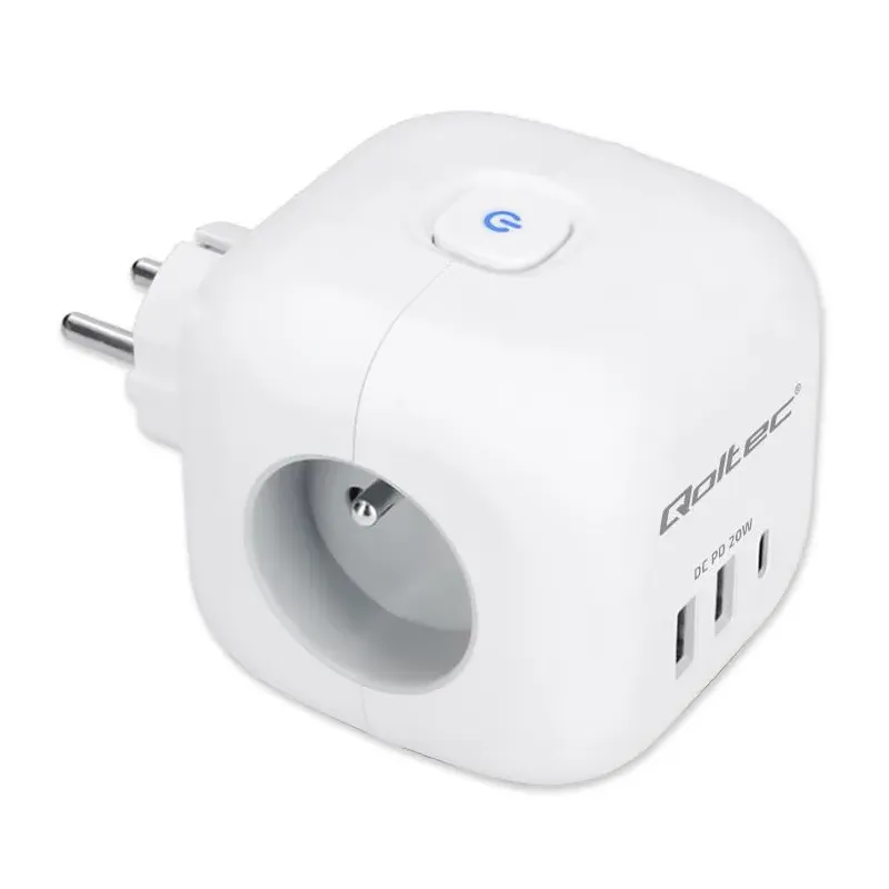 Kostka zasilająca Qoltec przedłużacz 6w1 z podświetlanym | PartsPC.pl