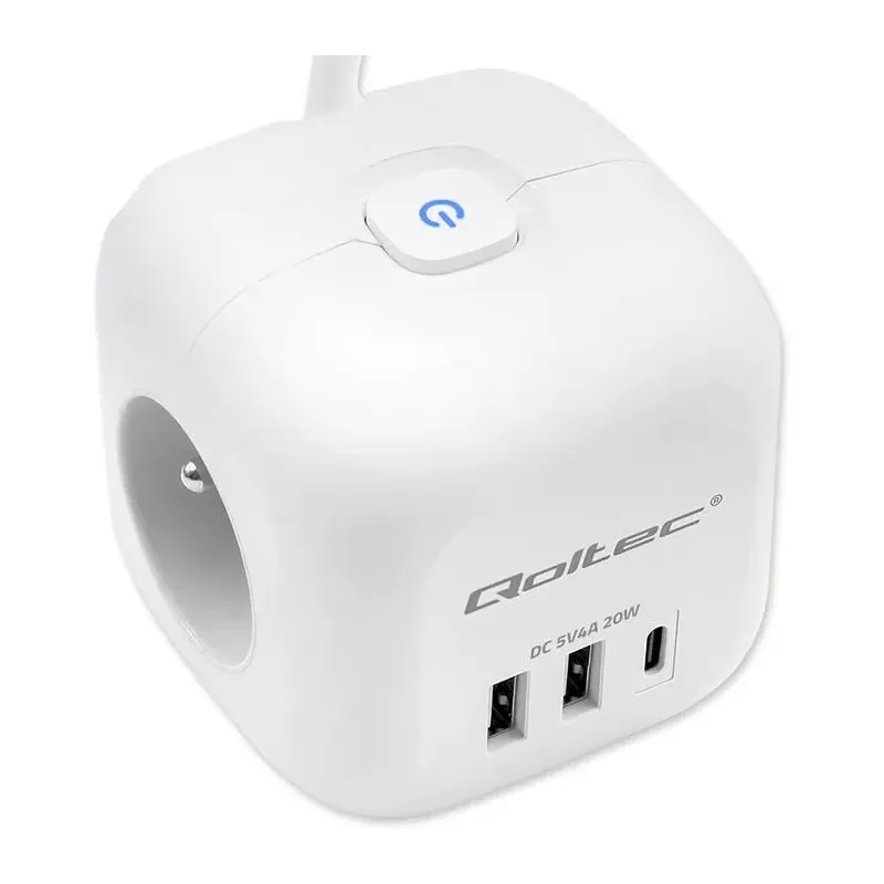 Kostka zasilająca Qoltec przedłużacz 6w1 z podświetlanym... | PartsPC.pl