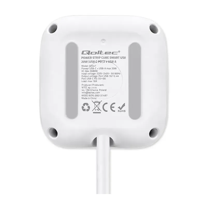 Kostka zasilająca Qoltec przedłużacz 6w1 z podświetlanym... | PartsPC.pl