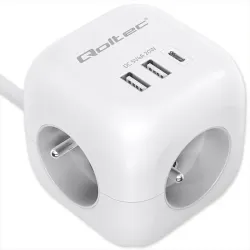 Kostka zasilająca Qoltec przedłużacz 6w1 z podświetlanym... | PartsPC.pl