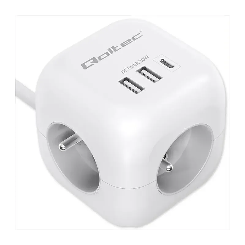 Kostka zasilająca Qoltec przedłużacz 6w1 z podświetlanym... | PartsPC.pl