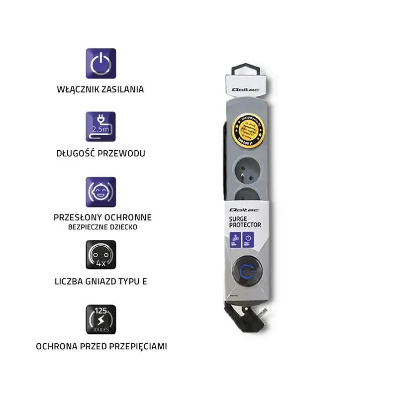 Listwa zasilająca antyprzepięciowa Qoltec Quick Switch | | PartsPC.pl