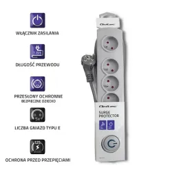 Listwa zasilająca antyprzepięciowa Qoltec | 5 gniazd | | PartsPC.pl