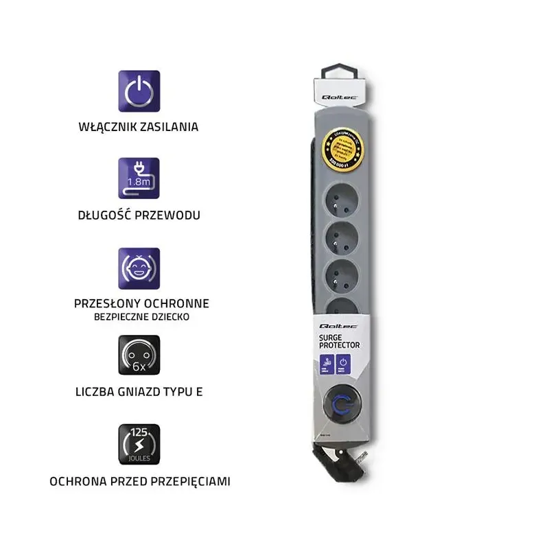 Listwa zasilająca antyprzepięciowa Qoltec Quick Switch | | PartsPC.pl