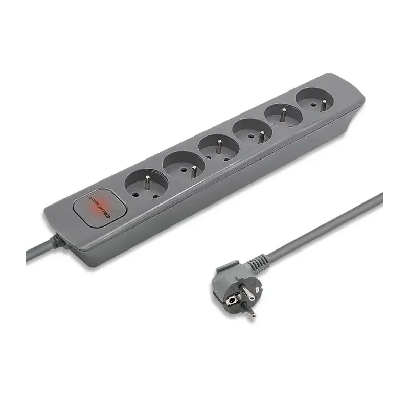 Listwa zasilająca Qoltec 6 gniazd | 1.8m | Szara | PartsPC.pl