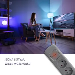 Listwa zasilająca Qoltec 6 gniazd | 1.8m | Szara | PartsPC.pl