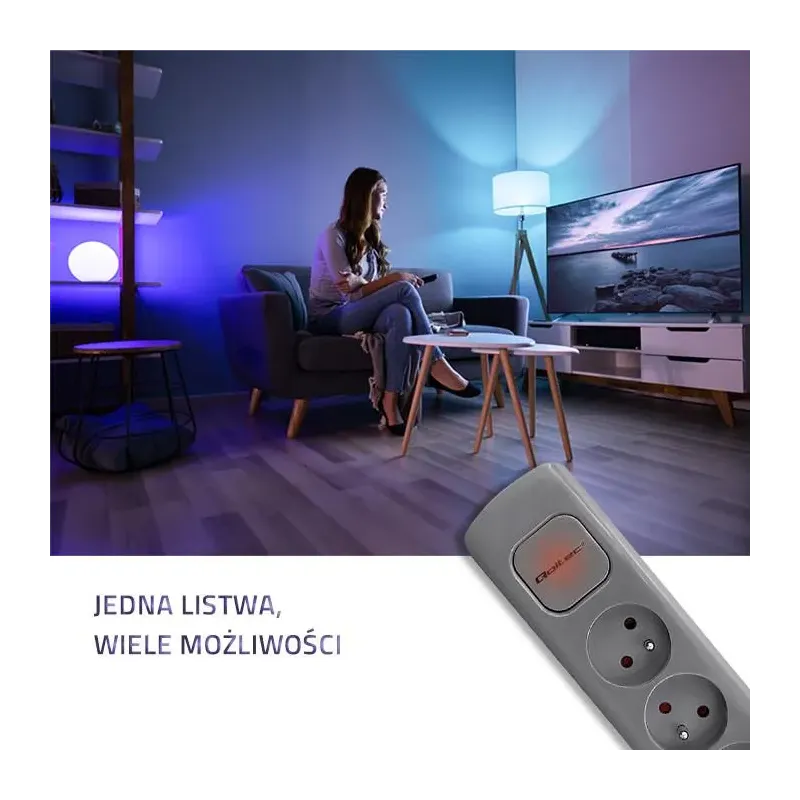 Listwa zasilająca Qoltec 6 gniazd | 1.8m | Szara | PartsPC.pl