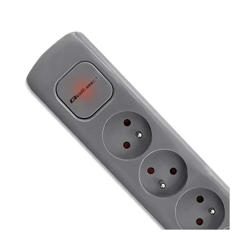 Listwa zasilająca Qoltec 6 gniazd | 1.8m | Szara | PartsPC.pl
