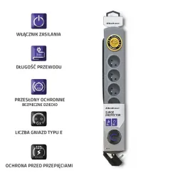 Listwa zasilająca antyprzepięciowa Qoltec Quick Switch | | PartsPC.pl