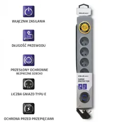 Listwa antyprzepięciowa Qoltec 6 gniazd | 5m | PartsPC.pl