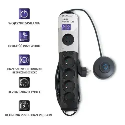 Listwa zasilająca antyprzepięciowa Qoltec z wyłącznikiem | PartsPC.pl