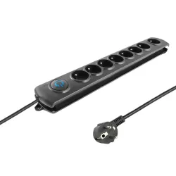 Listwa zasilająca antyprzepięciowa Qoltec 8 gniazd 1,8m | PartsPC.pl
