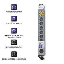 Listwa zasilająca antyprzepięciowa Qoltec Quick Switch | | PartsPC.pl