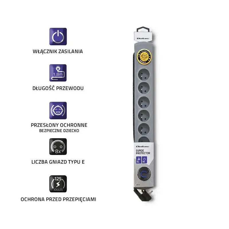 Listwa zasilająca antyprzepięciowa Qoltec Quick Switch | | PartsPC.pl