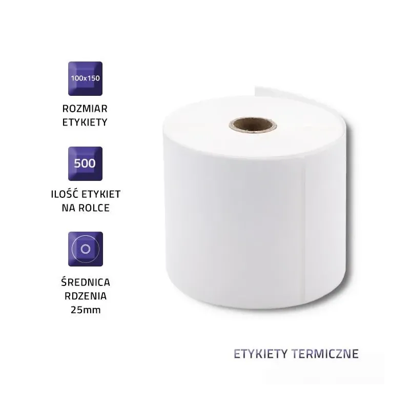 Etykiety termiczne Qoltec 100x150mm | 500szt | PartsPC.pl