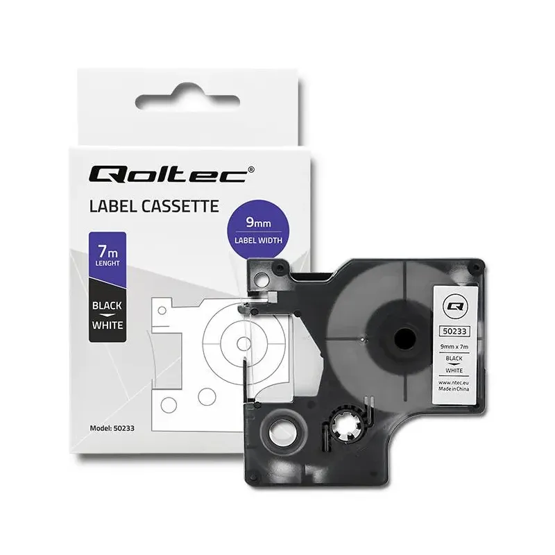 Taśma Qoltec do DYMO D1 40913 | 9mm x 7m | Biała/ Czarny | PartsPC.pl
