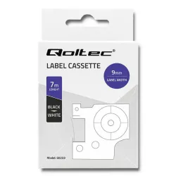 Taśma Qoltec do DYMO D1 40913 | 9mm x 7m | Biała/ Czarny | PartsPC.pl