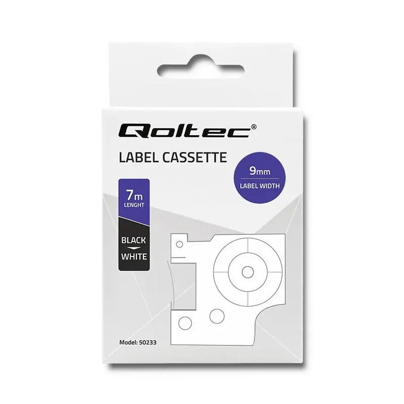 Taśma Qoltec do DYMO D1 40913 | 9mm x 7m | Biała/ Czarny | PartsPC.pl