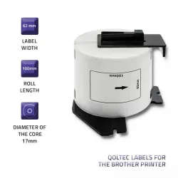 Taśma Qoltec do BROTHER DK-11202 | 62mm x 100mm | 300 | PartsPC.pl