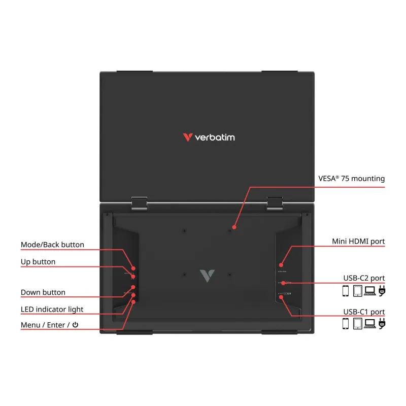 Monitor przenośny Verbatim Dual Monitor Essentials 15,6" | PartsPC.pl