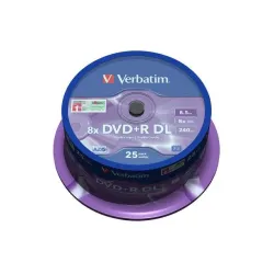 Płyty DVD+R Verbatim 8.5GB X8 Double Layer (25 Cake) | PartsPC.pl