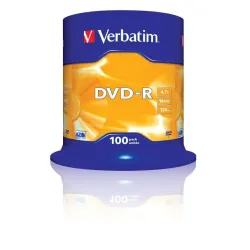 Płyty DVD-R Verbatim 16x 4.7GB (Cake 100) MATT SILVER | PartsPC.pl